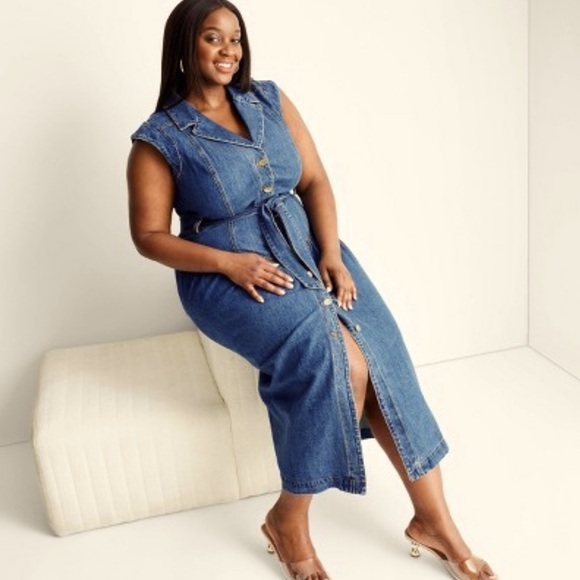 Sleeveless Denim Button-Front Midi Dress - Future Collective with Jenee Naylor - Picture 2 of 5